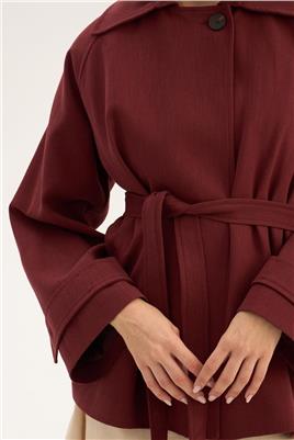 Rüzgarlık Detaylı Ceket Bordo