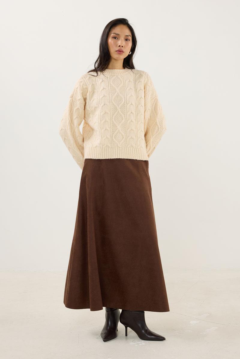 Saç Örgüsü Kazak Krem