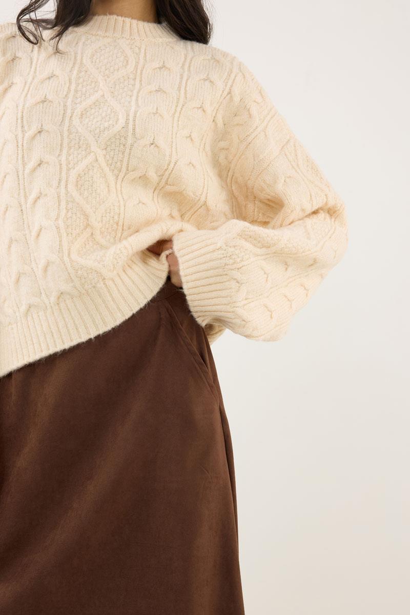 Saç Örgüsü Kazak Krem