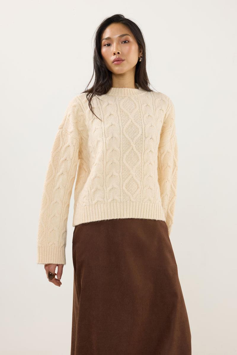 Saç Örgüsü Kazak Krem