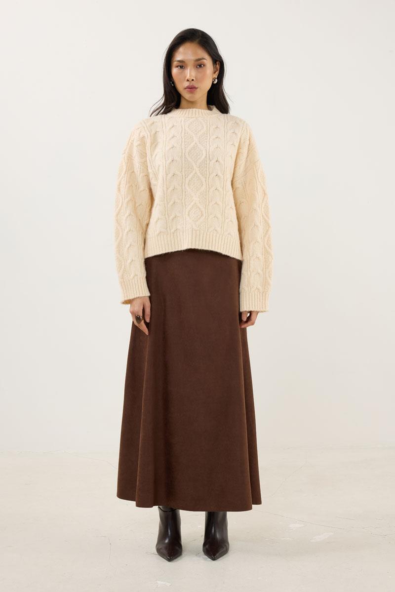 Saç Örgüsü Kazak Krem