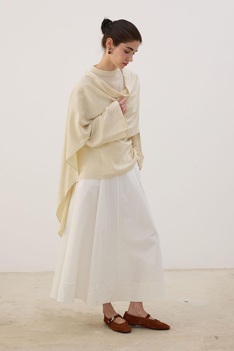 Şal Detaylı Bluz Tereyağ Sarısı