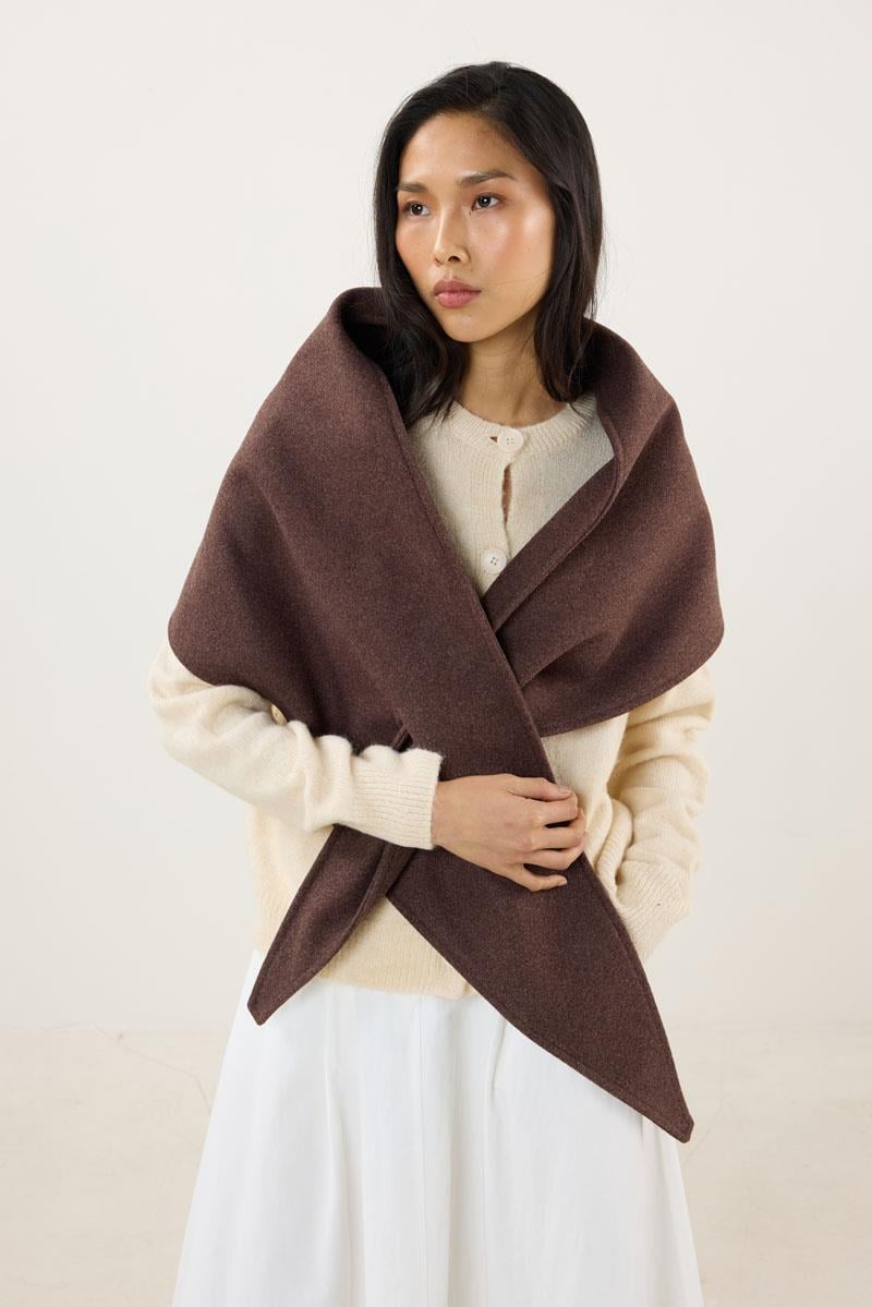 Şal Yaka Atkı Acı kahve