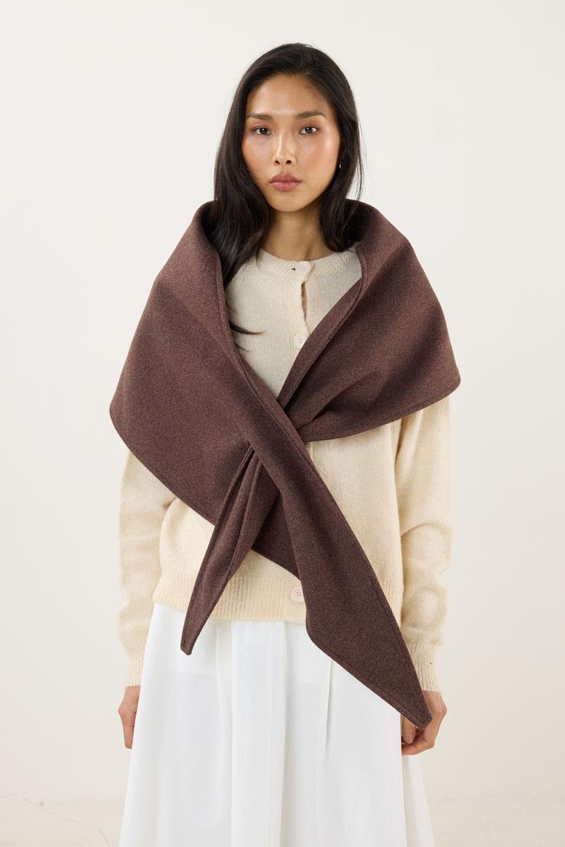 Şal Yaka Atkı Acı kahve