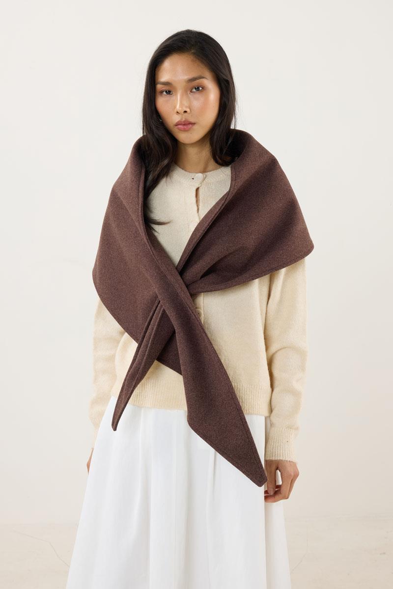 Şal Yaka Atkı Acı kahve