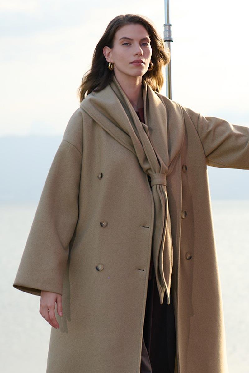 Şal Yaka Atkı Camel