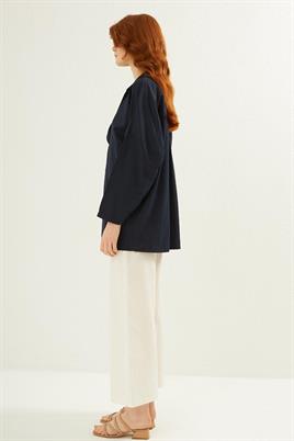 Şal Yaka Bluz Lacivert