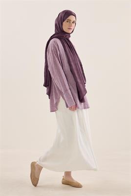 Sarmal Desenli Jakarlı Şal Mor