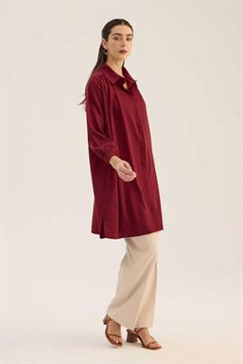 Saten Gömlek Bordo