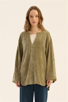 Sedef Düğmeli Kazak Çağla