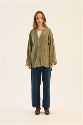 Sedef Düğmeli Kazak Çağla