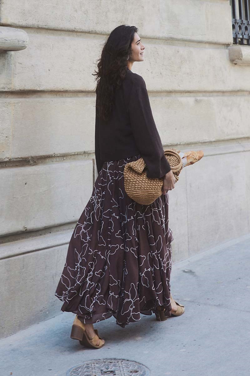 Sedef Düğmeli Keten Kimono Acı kahve