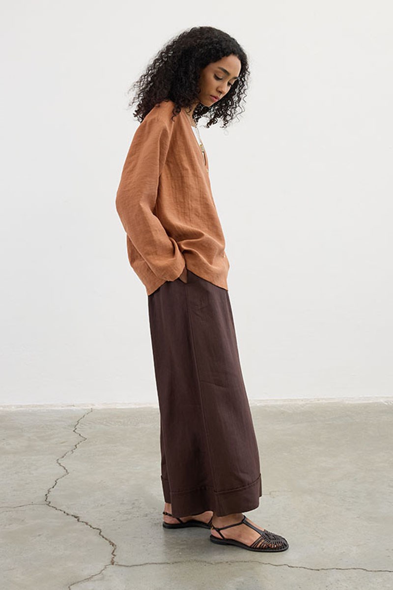 Sedef Düğmeli Kimono Kiremit