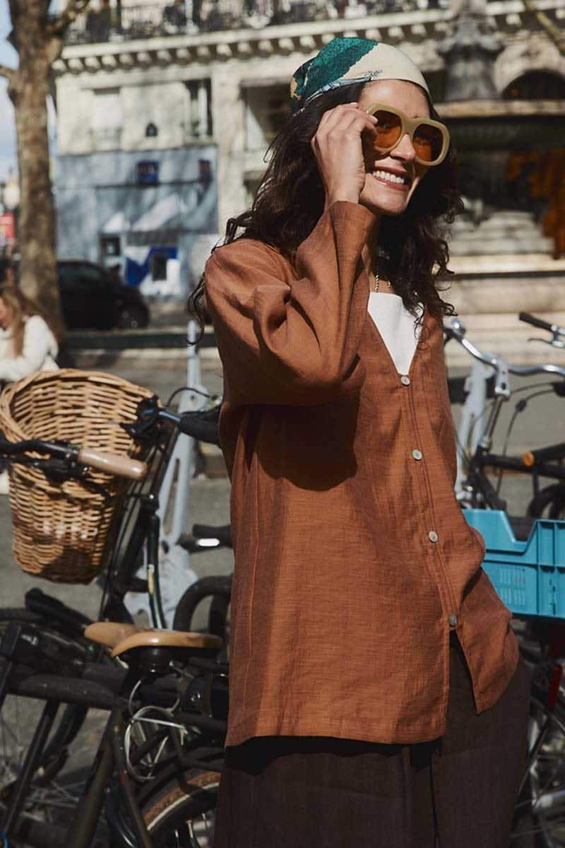 Sedef Düğmeli Kimono Kiremit