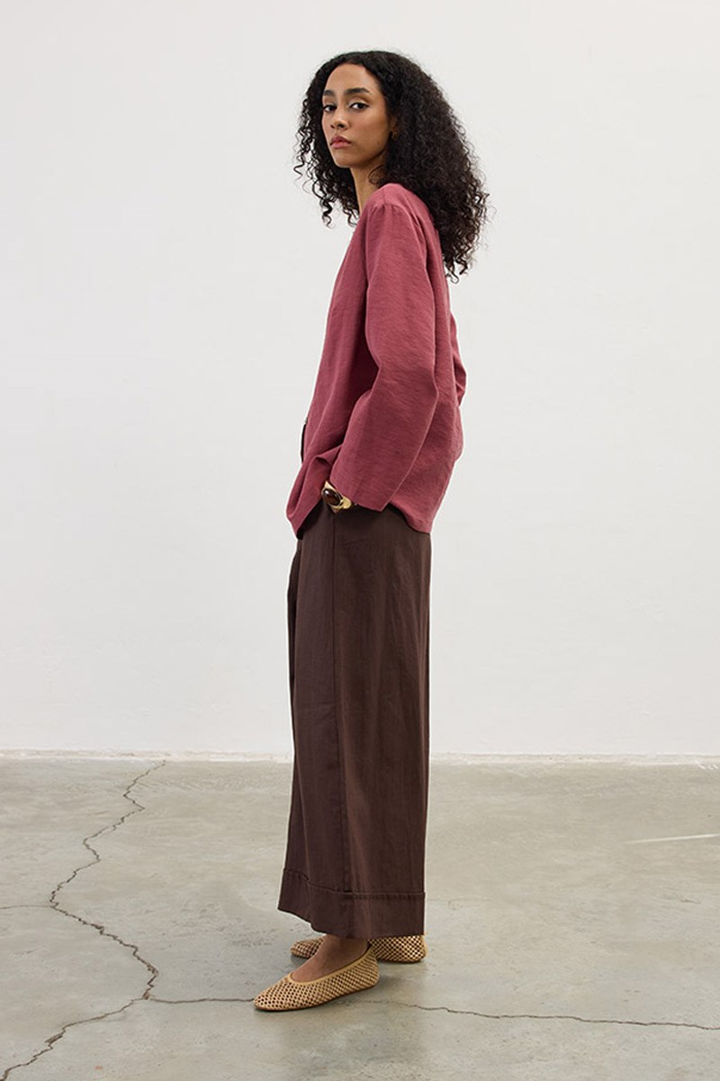 Sedef Düğmeli Kimono Vişne