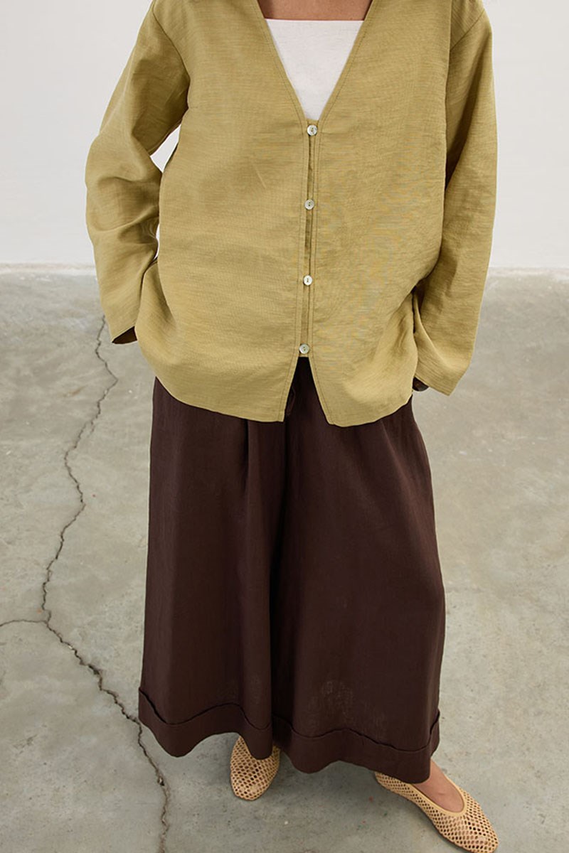 Sedef Düğmeli Kimono Zeytin Yeşili