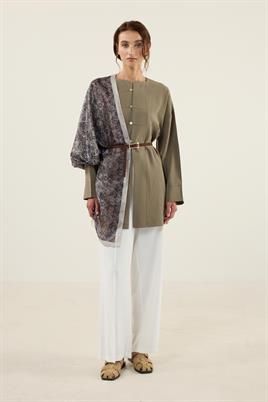 Sedef Düğmeli Modal Tunik Haki