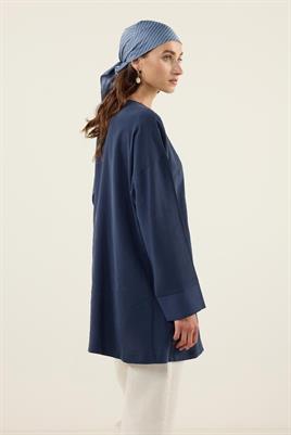 Sedef Düğmeli Modal Tunik Lacivert