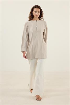 Sedef Düğmeli Modal Tunik Taş