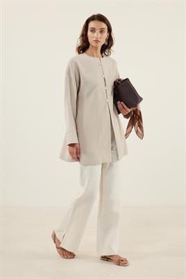 Sedef Düğmeli Modal Tunik Taş