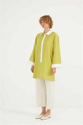 Şeritli Tunik Fıstık Yeşili