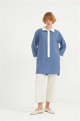 Şeritli Tunik İndigo