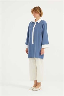 Şeritli Tunik İndigo