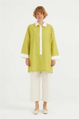 Şeritli Tunik Fıstık Yeşili