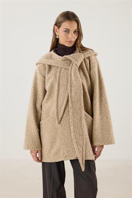 Seyyar Kapüşonlu Buklet Kaban Camel