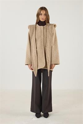 Seyyar Kapüşonlu Buklet Kaban Camel