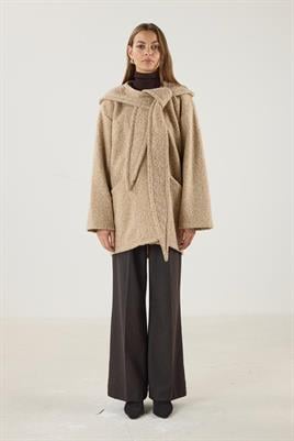 Seyyar Kapüşonlu Buklet Kaban Camel