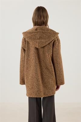 Seyyar Kapüşonlu Buklet Kaban Kahverengi