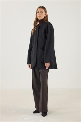 Seyyar Kapüşonlu Buklet Kaban Siyah