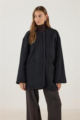 Seyyar Kapüşonlu Buklet Kaban Siyah