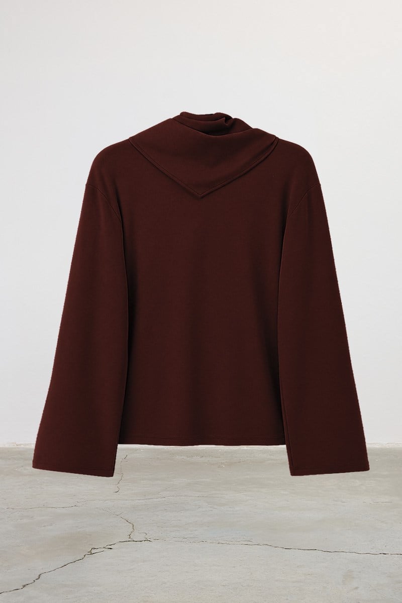 Seyyar Parçalı %100 Pamuk Sweatshirt Acı kahve