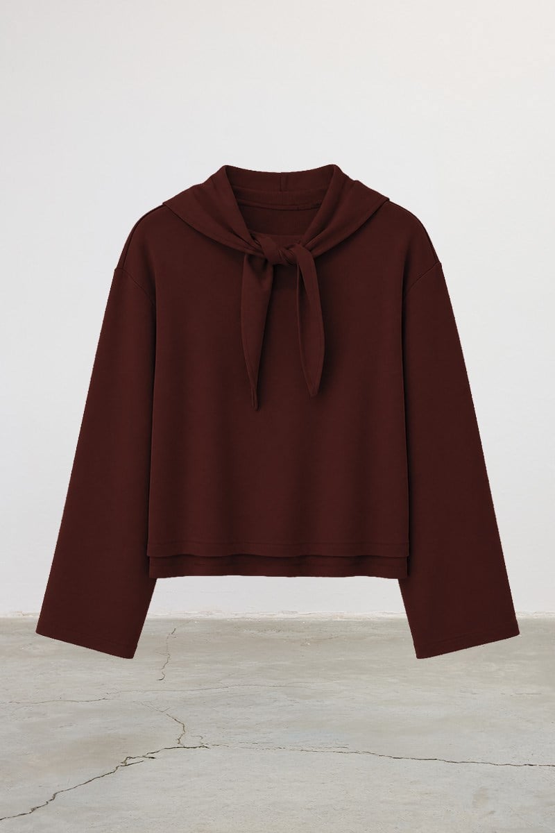 Seyyar Parçalı %100 Pamuk Sweatshirt Acı kahve