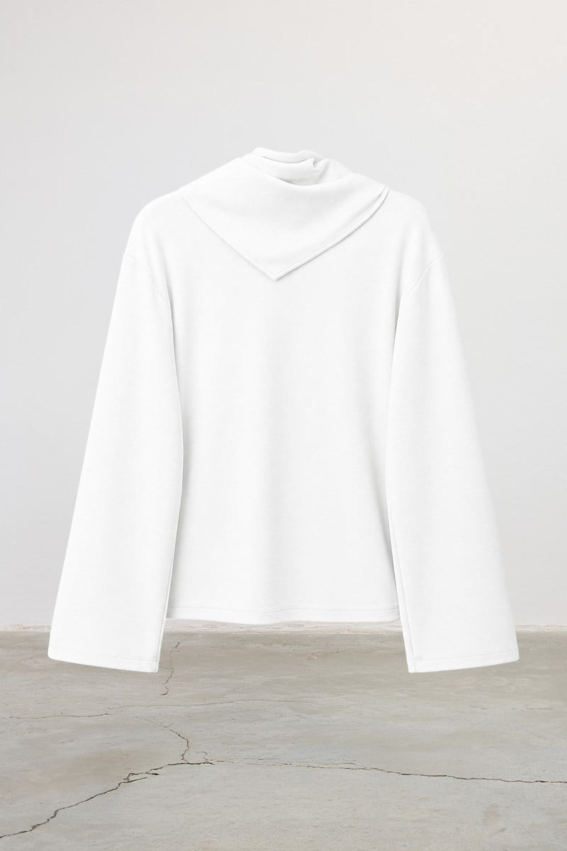 Seyyar Parçalı %100 Pamuk Sweatshirt Ekru