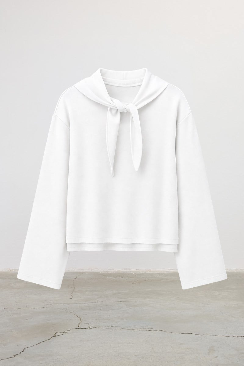 Seyyar Parçalı %100 Pamuk Sweatshirt Ekru