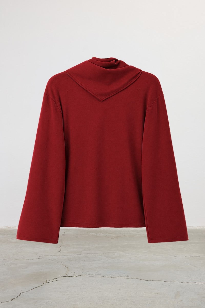 Seyyar Parçalı %100 Pamuk Sweatshirt Kırmızı