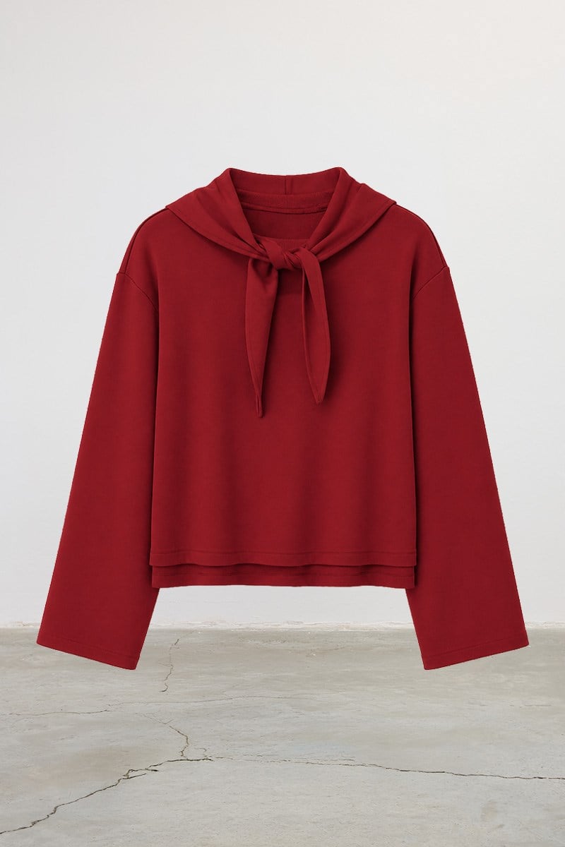 Seyyar Parçalı %100 Pamuk Sweatshirt Kırmızı