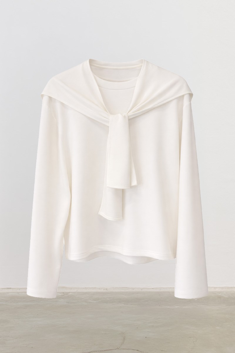 Seyyar Parçalı Sweatshirt Ekru