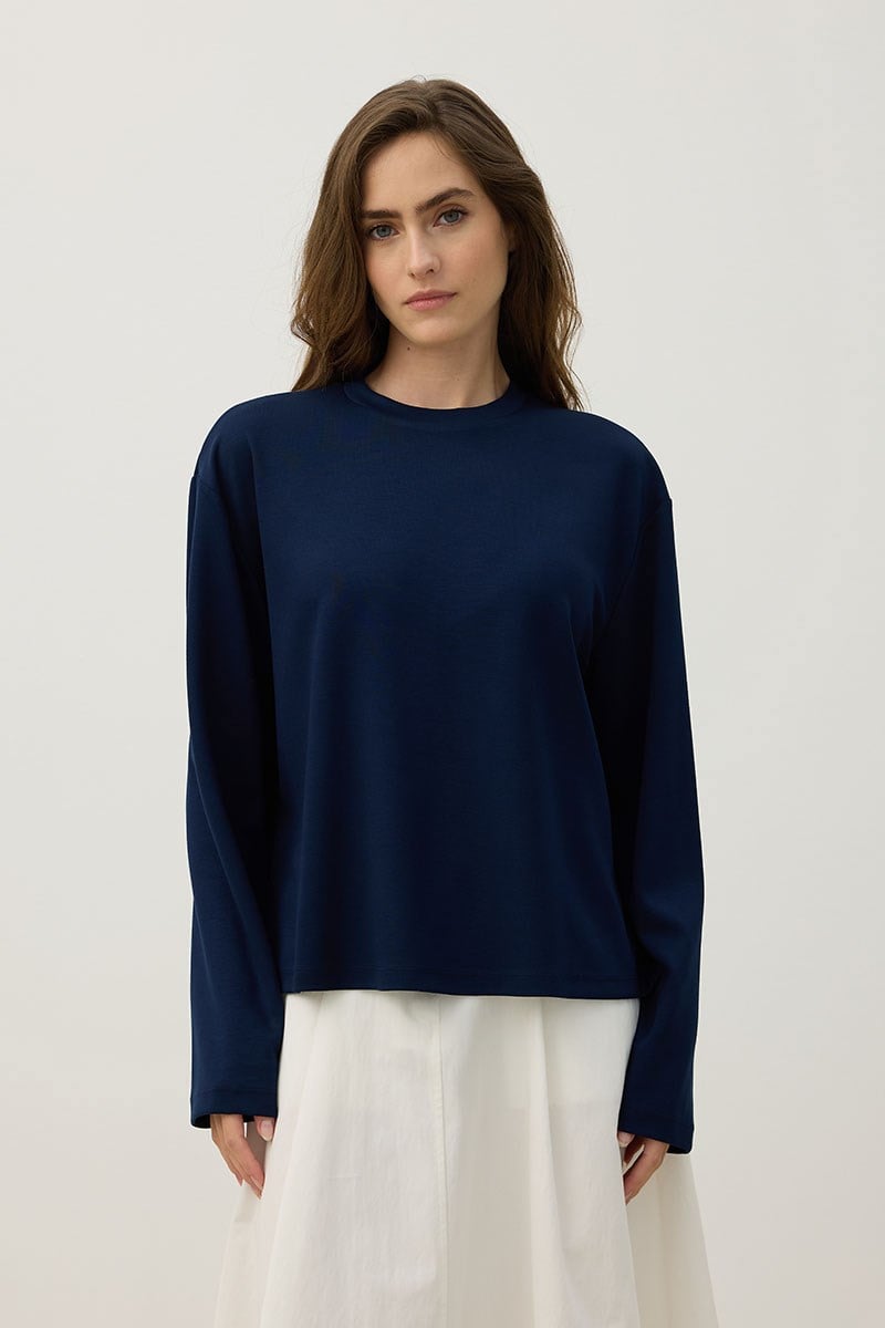Seyyar Parçalı Sweatshirt Lacivert