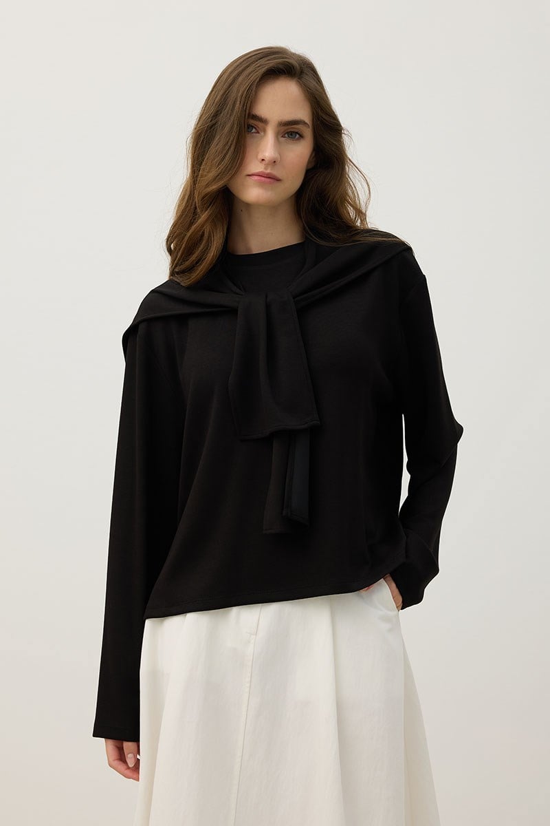 Seyyar Parçalı Sweatshirt Siyah