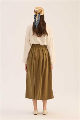 Sık Pileli Etek Zeytin Yeşili