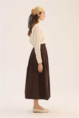 Sık Pileli Etek Acı kahve