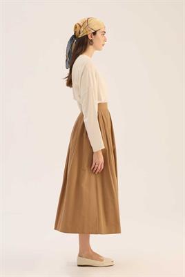 Sık Pileli Etek Vizon