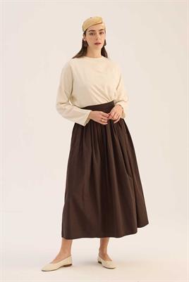 Sık Pileli Etek Acı kahve