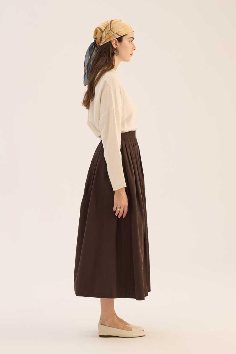 Sık Pileli Etek Acı kahve