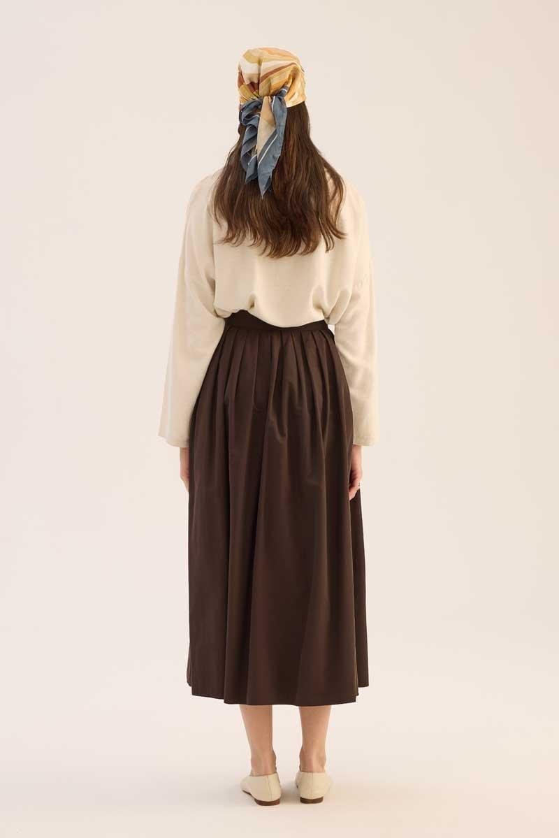 Sık Pileli Etek Acı kahve