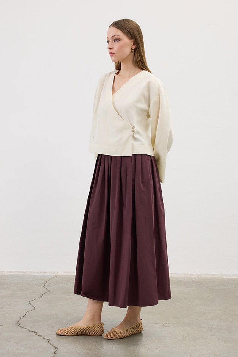 Sık Pileli Etek Mürdüm